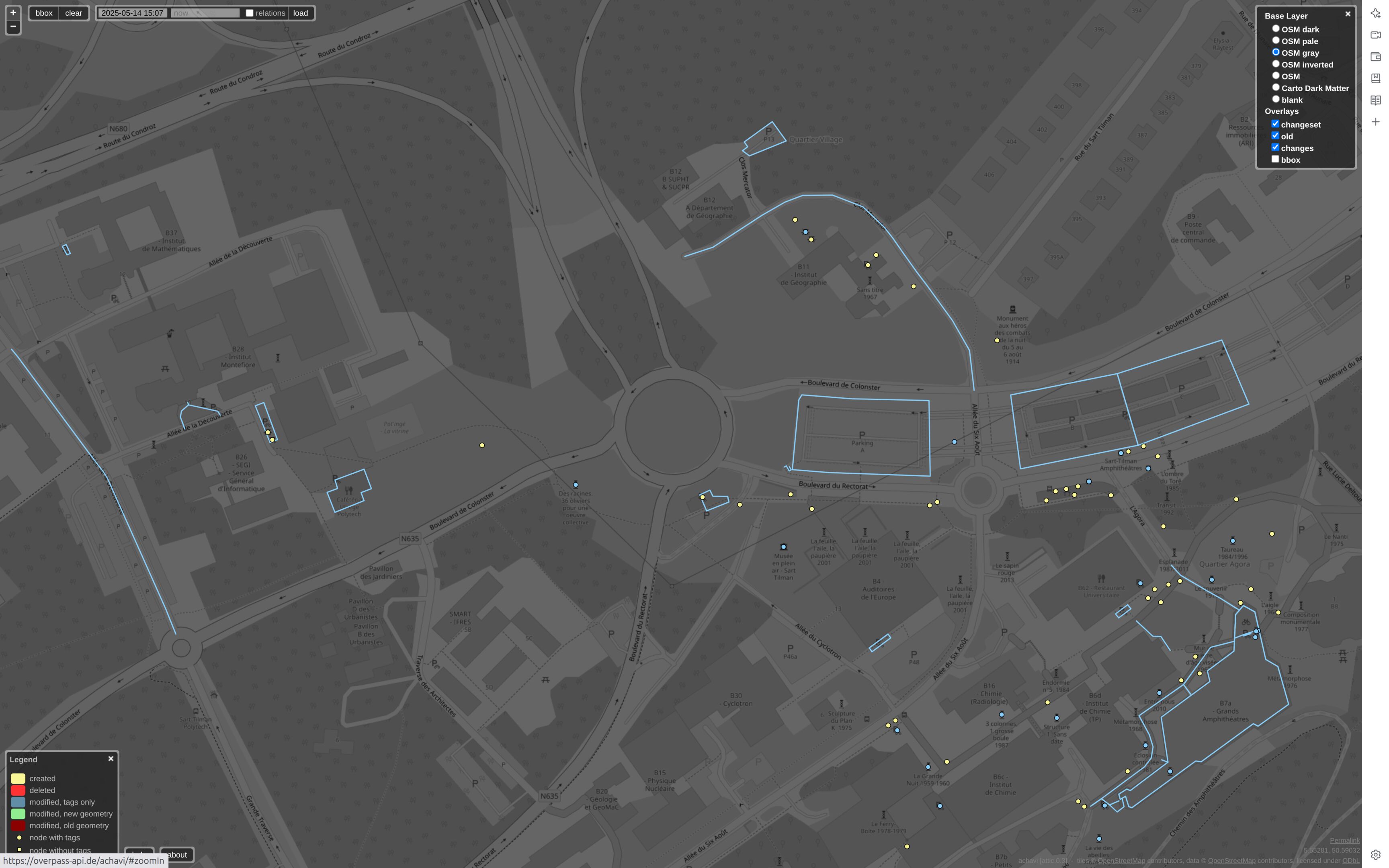Aperu des modifications ralises lors de la premire cartopartie OpenULigeMap