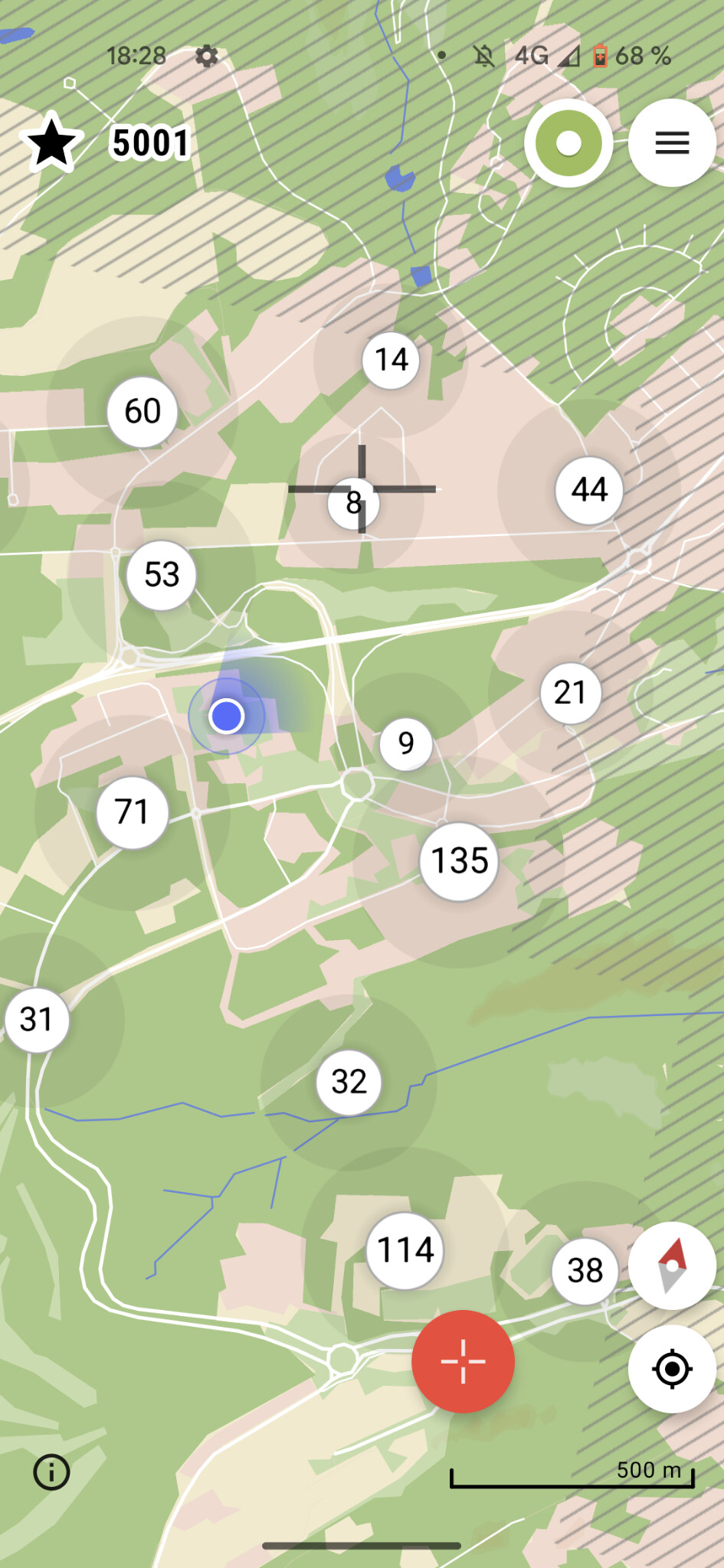 StreetComplete screenshot with high-level view of ULige Sart-Tilman Campus